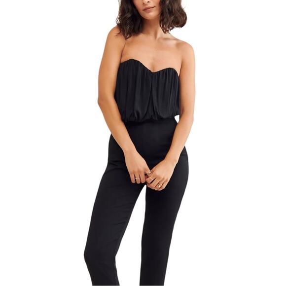 Third Form Strapless Cocktail Jumpsuit Black Viscose Size 8 - Picture 7 of 9